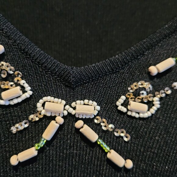 Vintage 90s Y2K Coastal Seashell and Bead Embellished Sweater Sz L - Picture 7 of 7